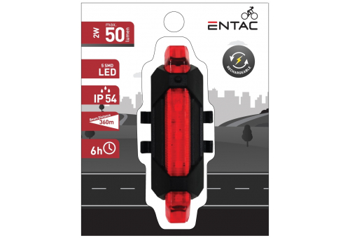 Bikelight Plastic 2W Red Rechargeable