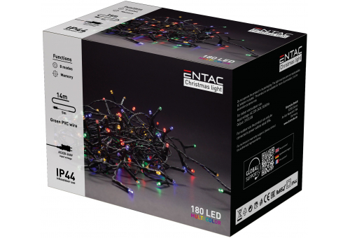 Weihnachten IP44 180 LED-Licht Mehrfarbig 14m