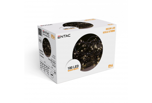Entac Christmas IP44 180 LED Icicle Light WW 4m