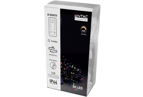 Karácsonyi IP44 Fényfüzér 50 LED MC 5m IR Távirányítóval