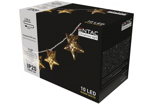 Christmas Indoor Metal Gold Star 10LED WW 1,65m (exkl. 2AA)