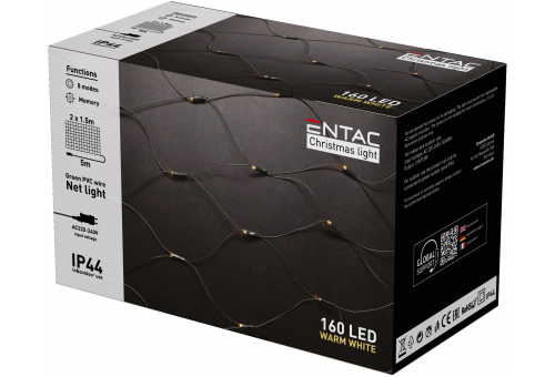 Karácsonyi IP44  Háló 160 LED 2m x 1,5m WW