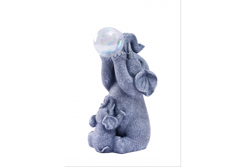 Entac Garden Solar Lamp Baby Elephant with Momy 228mm, 8pcs WW SMD LED