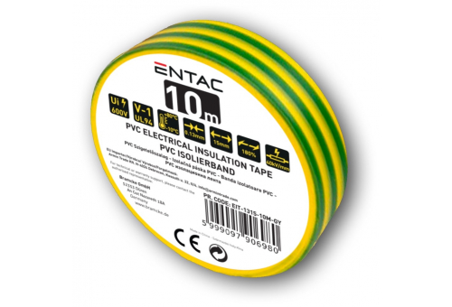 Szigetelőszalag 0.13x15mm Zöld-Sárga 10m