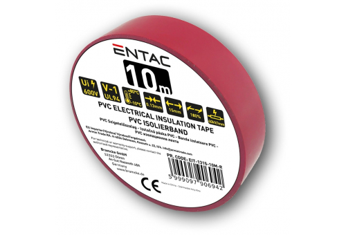 Szigetelőszalag 0.13x15mm Piros 10m