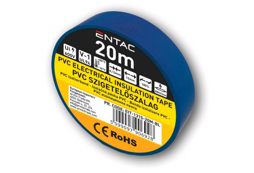 Szigetelőszalag 0.13x15mm Kék 20m