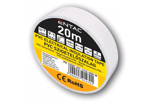 Szigetelőszalag 0.13x15mm Fehér 20m