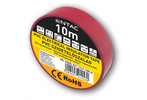 Szigetelőszalag 0.13x19mm Piros 10m