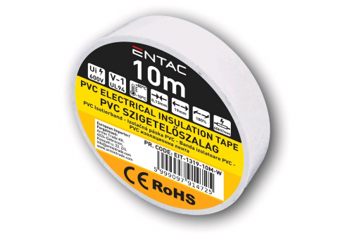 Szigetelőszalag 0.13x19mm Fehér 10m