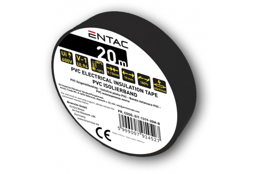 Szigetelőszalag 0.13x19mm Fekete 20m