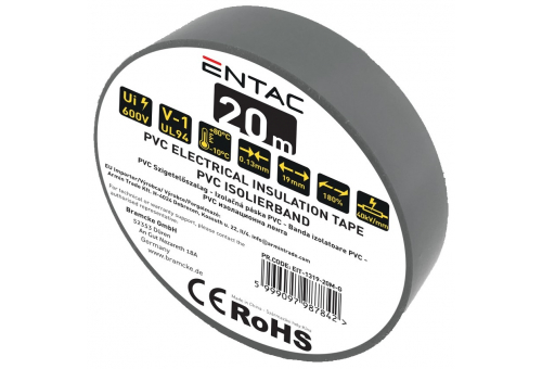 Szigetelőszalag 0.13x19mm Szürke 20m