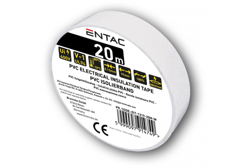 Szigetelőszalag 0.13x19mm Fehér 20m