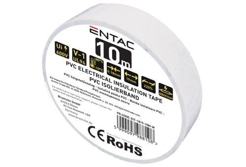 Szigetelőszalag 0.18x19mm Fehér 10m