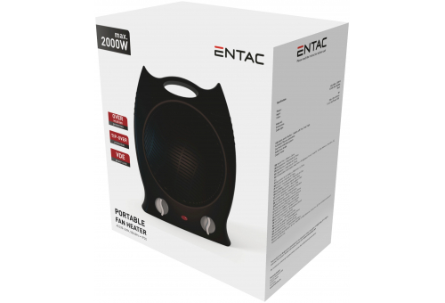 Tragbarer Heizlüfter von Entac, 2000 W, Schwarz