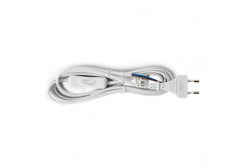 Entac Rewireable Cable 2G0.75 250cm with on/off switch, White