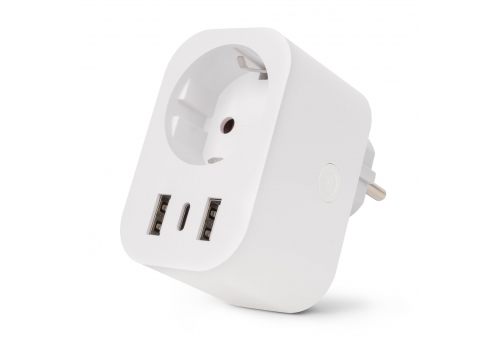 Smart Einzelsteckdosenadapter 1x Typ-F, 2xUSB-A, 1xUSB-C 2,4A WIBLE