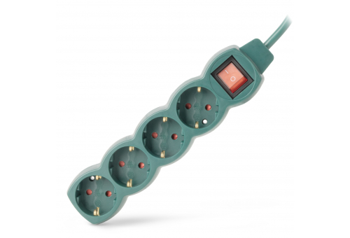 Entac S1 Elosztó 4 Foglalat Kapcsolóval 1,5m 3G1.5, Zöld