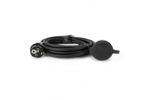 French Type, IP44 Single Socket extention Cord, 3G1.5, 5m, Black