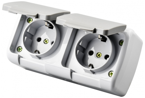 Stephan surface mounted wall socket earthed 2x IP54