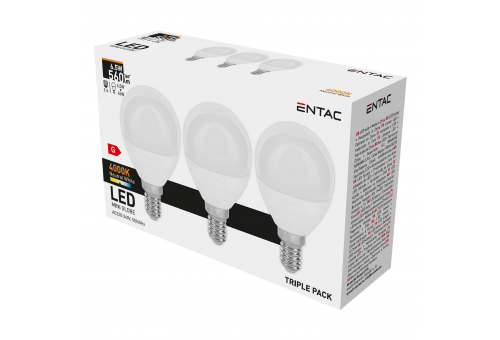 LED Mini Globe E14 6,5W NW 4000K 3-Pack