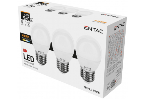 LED Mini Globe E27 6,5W NW 4000K 3er-Pack